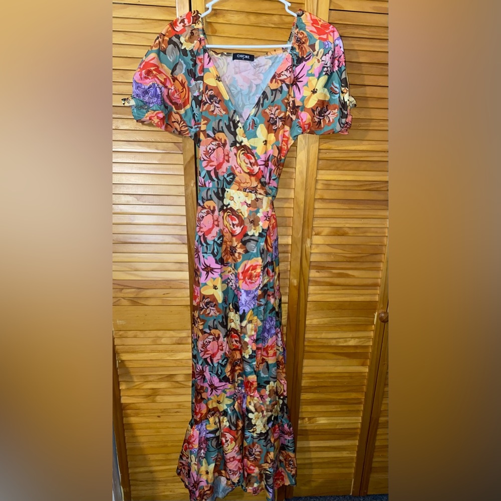 Flower Printed Wrap Dress M NWOT - Picture 3 of 6